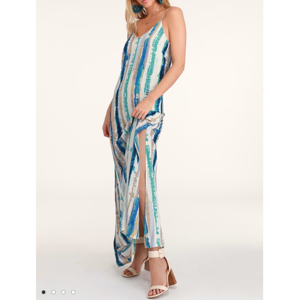 Bay Side Babe Cream and Blue Tie-Dye Dress